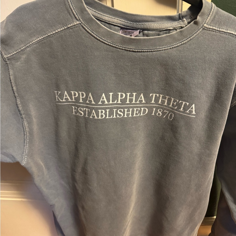 Kappa Alpha Theta Comfort Colors Dusty Blue Crew Neck Sweater